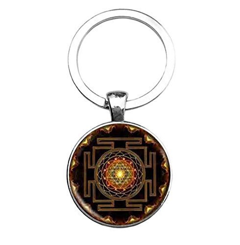 Porte-clés mandala Sri Yantra avec géométrie sacrée, porte-clés Sri Yantra Cover