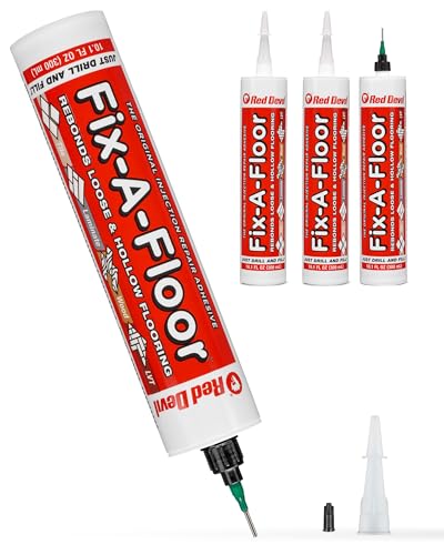 Fix A Floor Extra Strength Floor Tile Adhesive & Micro Precision Kit 4-Pack Vinyl Floor Adhesive for Hollow Spots Laminate Creaking Wood & More Versatile Injector Solution 300ml Tube