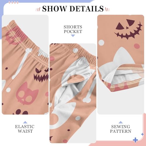 Boys' Pants Halloween Skull Bones Pink Cartoon Long Bottoms Jogger Pants Elastic Waist Trousers with Pockets S-XL4