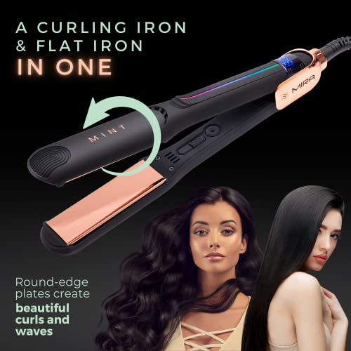 Professional Series Mira Titanium Flat Iron Hair Straightener For Thick & Fine Hair | Powerful Single-Pass Straightening Iron | Straightener & Curling Iron In One | 1 1/4 Inch Wide Flat Iron By Mint #TOP5