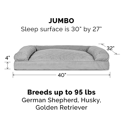 Furhaven Xl Pillow Dog Bed Quilted Sofa-Style W/ Removable Washable Cover - Silver Gray, Jumbo (X-Large) #TOP1