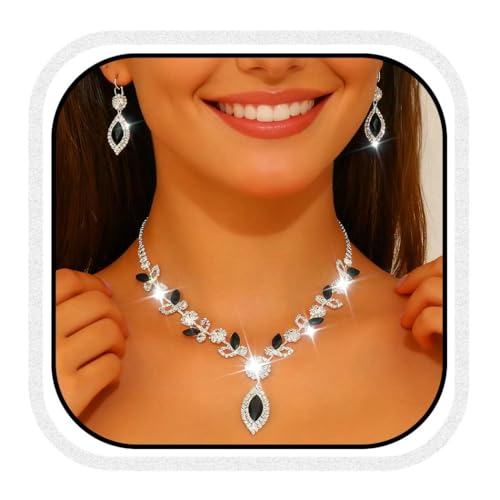 Ensemble de bijoux Fashband avec collier de mariée en argent et franges, avec boucles d'oreilles, pour mariage, strass, colliers de bal de fin d'année pour...