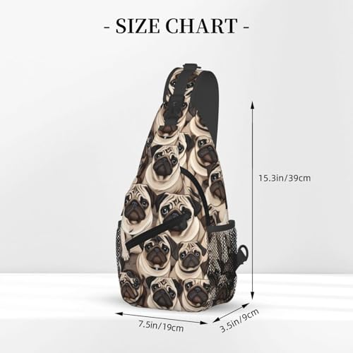 Bolso bandolera con diseño divertido de pug para viaje miniatura 3