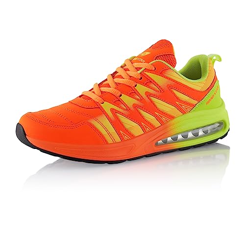 Fusskleidung® Damen Herren Sportschuhe Dämpfung Sneaker leichte Laufschuhe Orange Grün Grün EU 36