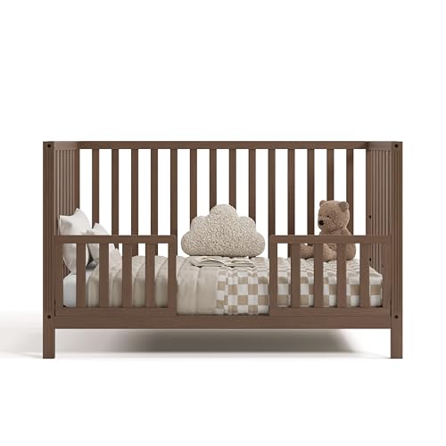Image of Graco Storkcraft Toddler Safety Guardrail Kit with Slats (Hazelnut) - GREENGUARD Gold Certified, Converts Compatible Storkcraft Crib to Toddler Bed, Kit Includes 2 Toddler Guardrails