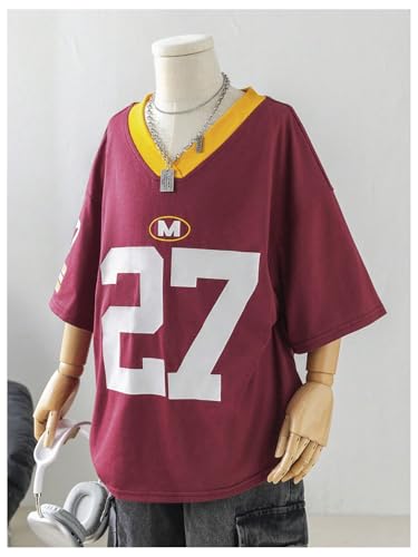 SOLY HUX Girl's Number Graphic Oversized Jersey Shirts V Neck Half Sleeve Y2k Tee Tops3