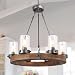 LNC Wood Farmhouse Chandeliers for Dining Rooms Rustic Round Light Fixture, A03348