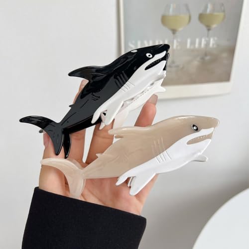 Pinza para el cabello Novelty Big White Shark, pinza de acetato, pequeño clip para mujer, azul miniatura 5