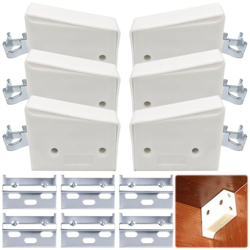 YOUNGSAY 6 Pièces Suspensions D'armoire Réglables en Métal - Charge Maximale 150 kg - Avec Rail de Support, Pour armoires Suspendues et Armoires (Blanc)