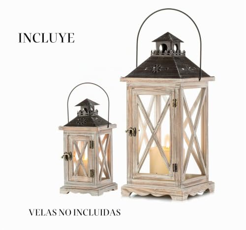 Miniatura 7 de Romadedi Farolillos Vela Madera Grandes - Faroles 48 Cm 28cm Xxl Vintage Portavelas Decorativo Navidad Decoración Para Hogar Jardin Mesa Rustica, Natural