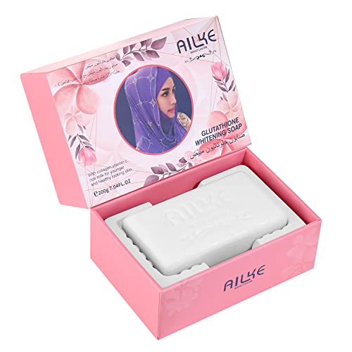 AILKE Skin Glowing and Lighting Handmade Scrub Soap,Powerful Cleaning,For Face and Body Wash, With Kojic Acid &Glutathione,Brightening Even Skin Tone, Women Skin Care Gift 200g