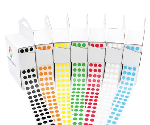 ChromaLabel 0.25 inch Standard Color Code Dot Label Kit, 7 Assorted Colors, 1000 Stickers per Dispenser Box