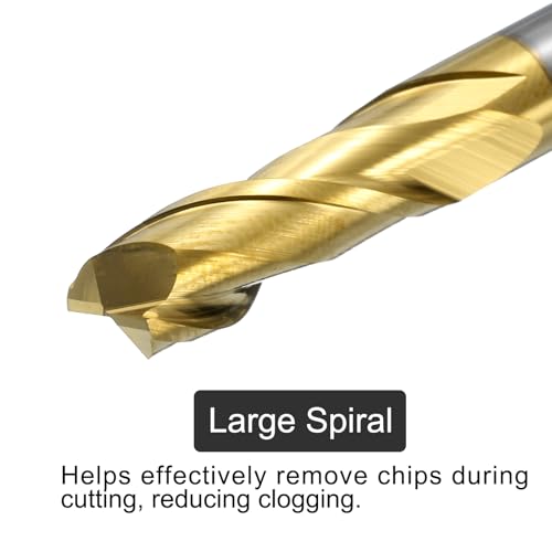 QUARKZMAN Carbid Vierkantfräser, 1/4 Durchmesser ZrN-beschichtet 2 Schneiden Fräser, für Aluminium Kupfer Nichteisenmetalllegierung, 1/4 Schaft 3/4 Schneidlänge 2 Lang