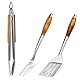 Räucherphorie Premium Grillbesteck - Robustes 3-teiliges Grill-Set aus rostfreiem Edelstahl - Grillzange, Fleischgabel, Grillwender
