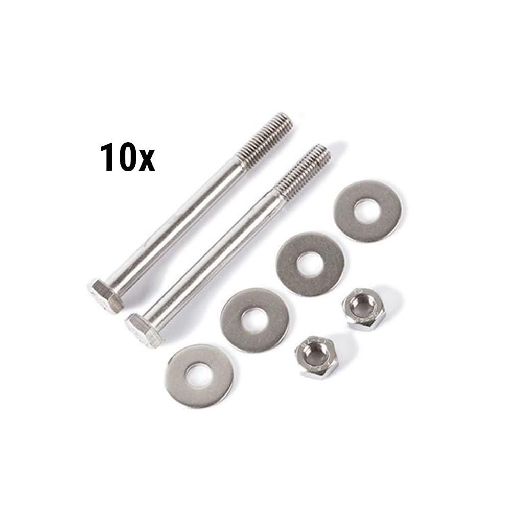 Edelstahl Durchgangsschrauben M10 x 110 mm für H-Pfostenträger – 10 Packungen à 2 Stk. inkl. Muttern & Unterlegscheiben, Sechskantbolzen für 9x9 Pfosten