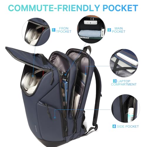 Image of FUTURE AESTHETICS Business Commute Backpack for Men and Women, Waterproof 15.6 Inch Laptop Backpack, Durable Flight-Approved Travel Backpack for Work, Blue