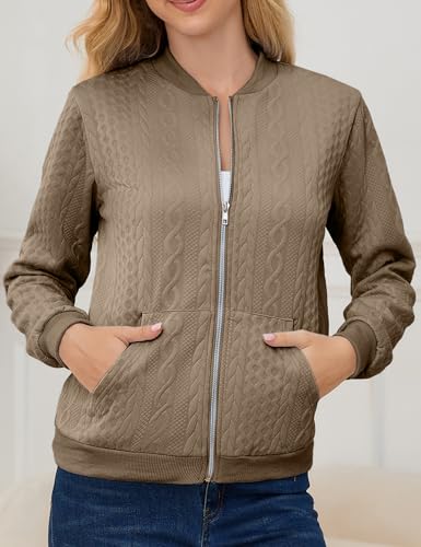 Image of Womens Full Zip Up Cardigan Sweater Casual Solid Long Sleeve Sweatshirt Coat with Pocket
