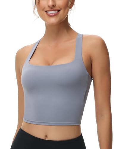 Image of romansong Strappy Yoga Sports Bras for Women Padded Criss-Cross Back Tank Tops