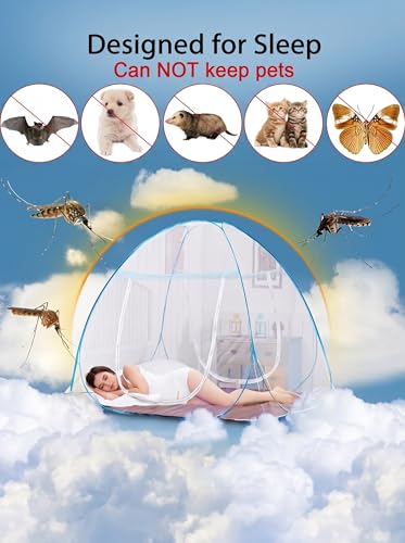 Image of Mosquito Net for Double Bed, 6.5x6.5 Feet 30 GSM Premium Double Bed Machardani, Strong and Durable, PVC Coated Tent Type, Foldable, Corrosion Resistant, King Size (White-Pink)