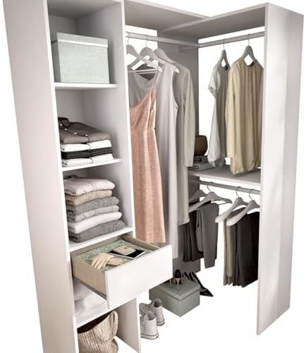 PEGANE Armoire Dressing Double en Bois mélaminé Coloris Blanc - L...