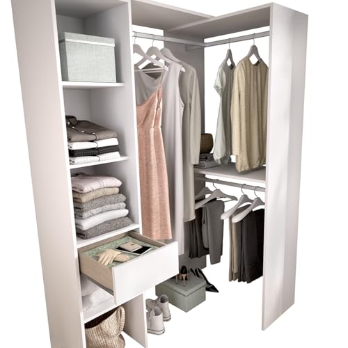 PEGANE Armoire Dressing Double en Bois mélaminé Coloris Blanc - Longueur 98 x Profondeur 41 x Hauteur 187 cm