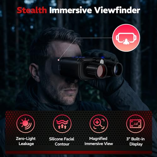 Image of VisioGear Night Vision Binoculars - Eagle Pro 4K Night Vision Goggles for Adults with Upgraded CMOS Sensor, 2600FT Range, 850nm IR Illuminator, 5000mAh Battery, 32GB SD Card, Stealth Black