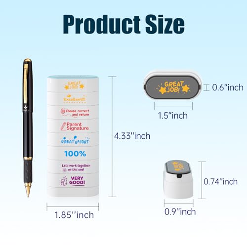 Image of 8-in-1 Teacher Stamps for Grading, Classroom & Homework - Colorful Self-Inking Set
