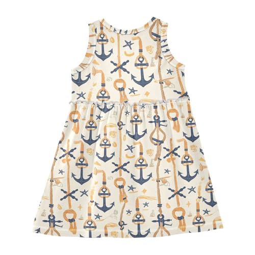 KLL Navy Blue Striped Rope and Ocean Baby Girls Dress Swing Beach Sundress Spring Summer Crew Neck2