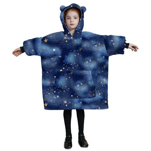 THREE POODLE Wearable Blanket Hoodie for Kids, Oversized Sherpa Sweatshirt Blanket with Giant Hood, Warm Cozy Hooded Blankets, Cute Gifts for Kids Girls Boys