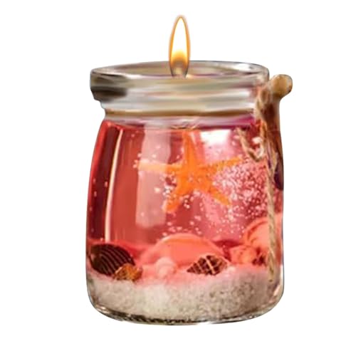Vela de gel de concha de mar – Vela de cera de aromaterapia, gel perfumado para decoración del hogar | Luz ambiental relajante, vela en tarro ambientador, velas aromáticas calmantes, velas aromáticas