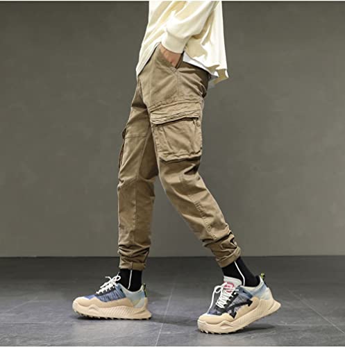 KENID Calça cargo masculina casual de algodão com 6 bolsos reta ao ar livre caminhada Ripstop Beam F