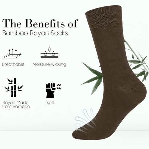 Dress Socks for Men, 4 Pairs Comfortable Crew Moisture Wicking Men Socks, Seamless Stretchy Casual Sports Socks3