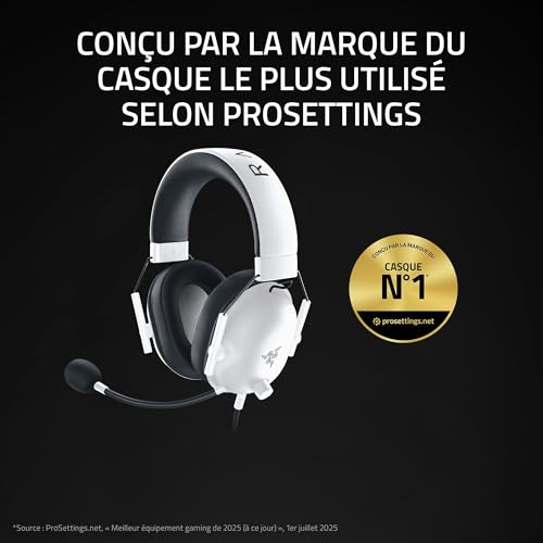 Razer BlackShark V2 X - Casque Gaming Esports Multiplateforme (Haut-parleurs Triforce de 50mm, Annulation Passive du Bruit Avancée, Son 7.1 Surround, Microphone Cardioïde) Blanc