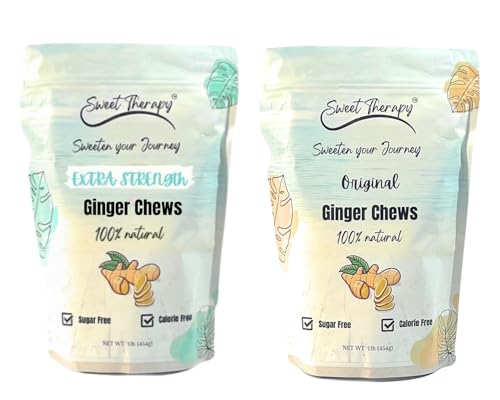 Sweet Therapy Bundle Ginger Chews Sugar Free - Sugar free ginger candy - Sugar free Candy -Sugar free snacks -Zero sugar candy - Calorie free candy - Double Strength ginger chews - Extra strength image 5