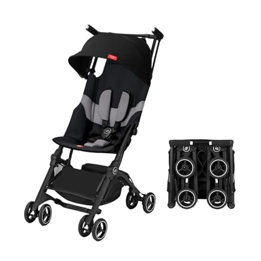 gb Pockit+ All-Terrain, Ultra Compact Lightweight Travel Stroller with Canopy and Reclining Seat in Velvet Black
