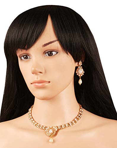 Touchstone Indian Bollywood Traditional Handcrafted Colourful Designer Jewelry Necklace Set In Antique Gold or White Tone For Women.2