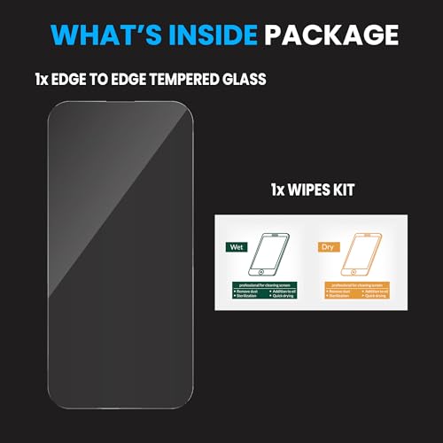 Image of ArmourPro Military-Grade Gorilla Borderless Tempered Glass for iPhone 14 Pro (6.1 Inches) with Installation Kit | Anti Dust Mesh Filter, 9H Hardness Shatterproof, Full Screen Coverage