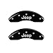 MGP Caliper Covers 42013SJPLBK Black Powder Coat Finish Front and Rear Caliper Cover, Set of 4 (JEEP JEEP Grill logo Silver Characters, Engraved)