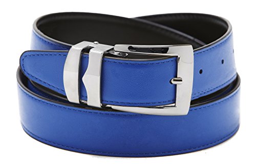Reversible Belt Bonded Leather Removable Silver-Tone Buckle ROYAL BLUE/Black