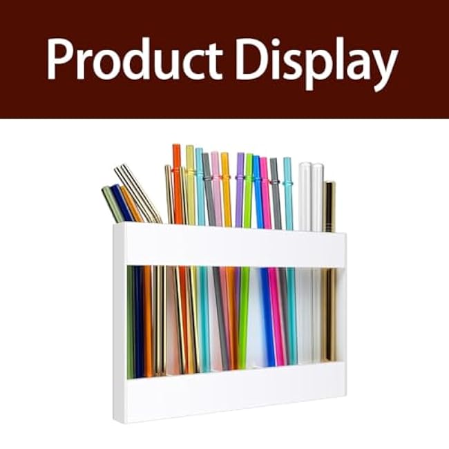 Acrylic Straw Holder for Cabinet Door, Reusable Straw Organizer Storage Rack, acrylic straw Space-Saving Straw Organizer Storage Dispenser for countertop for Kitchen Counter Cupboard Door (White-B)