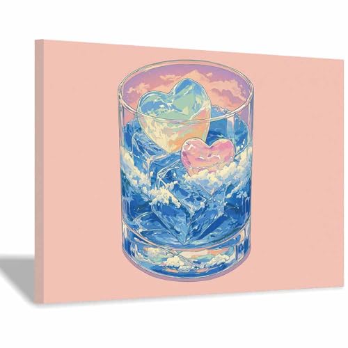 Impression abstraite en forme de cœur CUDAOO toile premium encadrée