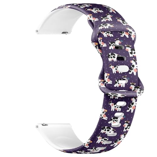 Compatible with Garmin Fenix 7/7 Pro, Fenix 6/6 Pro, Fenix 5/5 Plus, Epix (Gen2) / Epix Pro (Gen2), 22mm Replacement Sport Watch Band (Funny Cows Farm) Silicone Soft Strap Bracelet