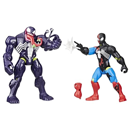 Spider-Man MixMashers Marvel Venom Contre Venomized, Pack de 2 Figurines Personnalisables avec Accessoires, Purple, Red