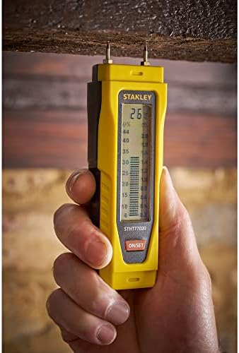 STANLEY Moisture Meter with Two Detection Pins and LCD Screen Includes 4 x AAA Batteries 0-77-030