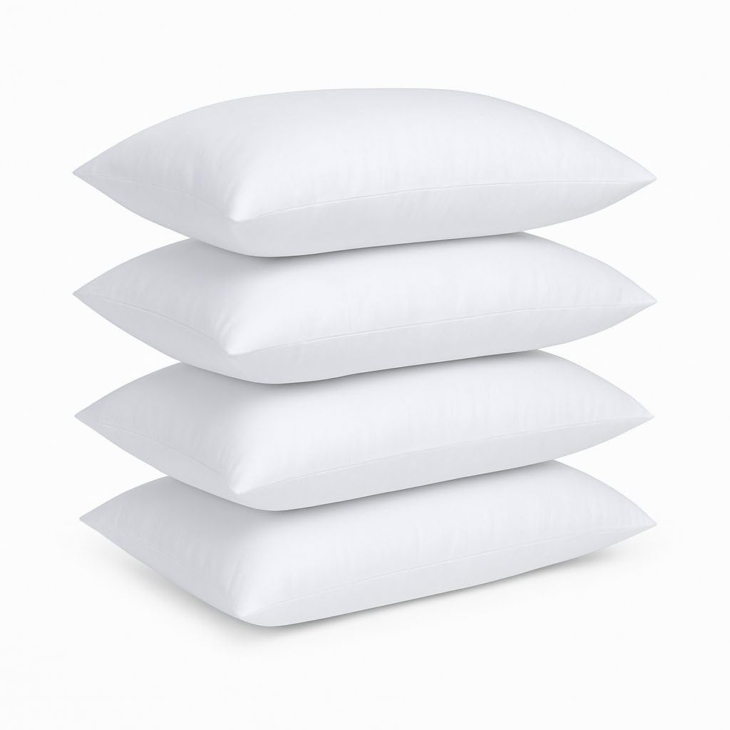Soft Polyester Hotel Pillows Pack 4, Ultimate Luxury Premium Quality Hollowfibre, Breathable Sleep Experience Pillows 4
