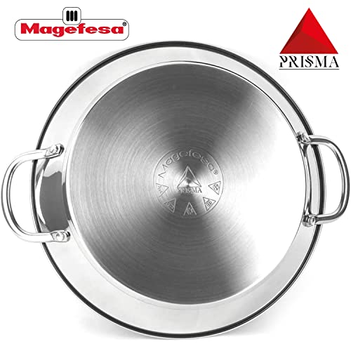 MAGEFESA Prisma 13.4" Paella Pan, 6 Servings, 18/10 Stainless Steel, Triple-Layer Non-Stick, Induction-Compatible, Dishwasher & Oven Safe (Up to 392°F)