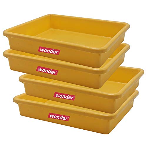 Wonder Homeware Prime Exel Small Tray for Home/Office/Kitchen, Set of 4 pc Tray 2 LTR, Brown Black Color (Yellow)