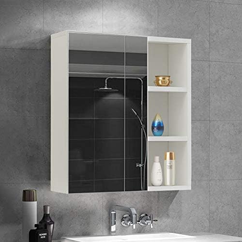 OFCASA 3 Doors Bathroom Mirror Cabinet Wall Mounted Bathroom Storage Cupboard with Mirror Adjustable Shelves Wall Cabinet for Bathroom Shower Room 70 x 60 x 15cm