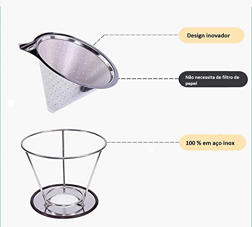 COADOR DE CAFÉ POUR OVER REUTILIZÁVEL EM INOX COM BASE DESTACÁVEL IloveCoffee