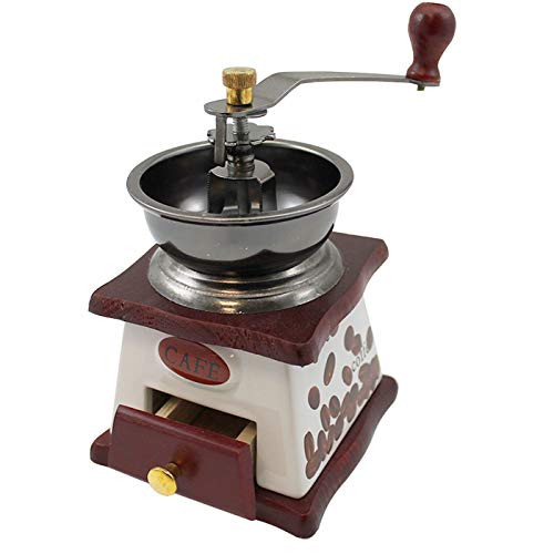 EM HOME Molinillo de café manual de cerámica y madera